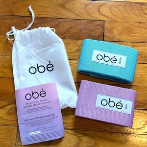 OBE WE-001 Pouch 2 Resistance Bands Purple Aqua